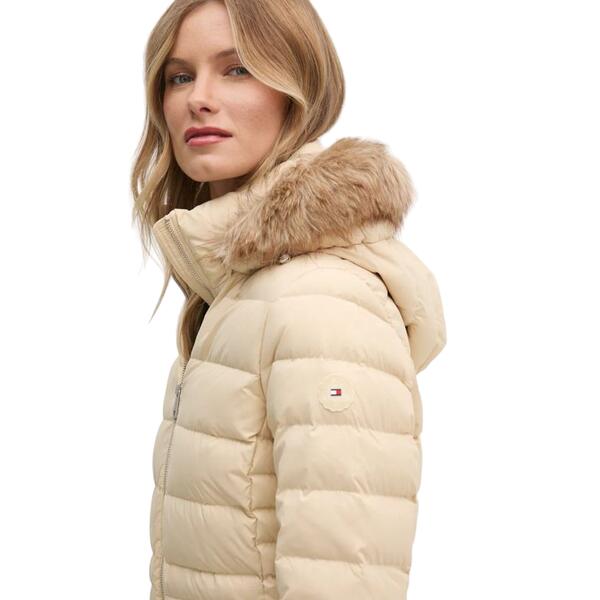 Γυναικείο Μπουφάν Tommy Hilfiger Tyra Down With Fur Country Ivory WW0WW42741-AEX