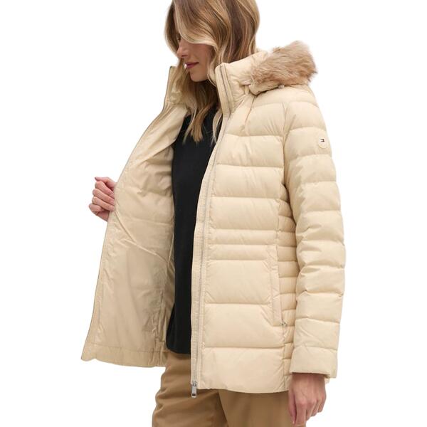 Γυναικείο Μπουφάν Tommy Hilfiger Tyra Down With Fur Country Ivory WW0WW42741-AEX