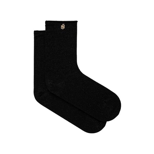 Γυναικείες Κάλτσες Hugo Qs Lurex Μetal Logo Black 50524096-001