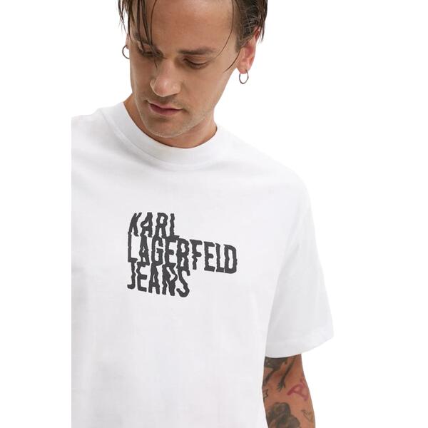 Αντρικό T-shirt Karl Lagerfeld Slim Fit Monogram Tee White 246D1711-J109
