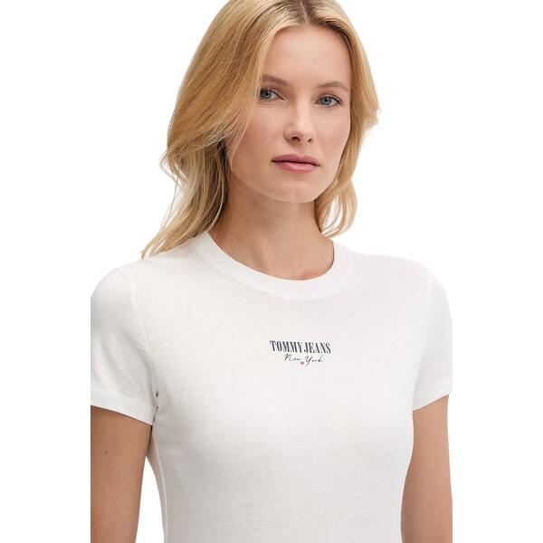 Γυναικείο T-Shirt Tommy Jeans Slim Essential Logo2 Tee Ext Ecru DW0DW20913-YBL