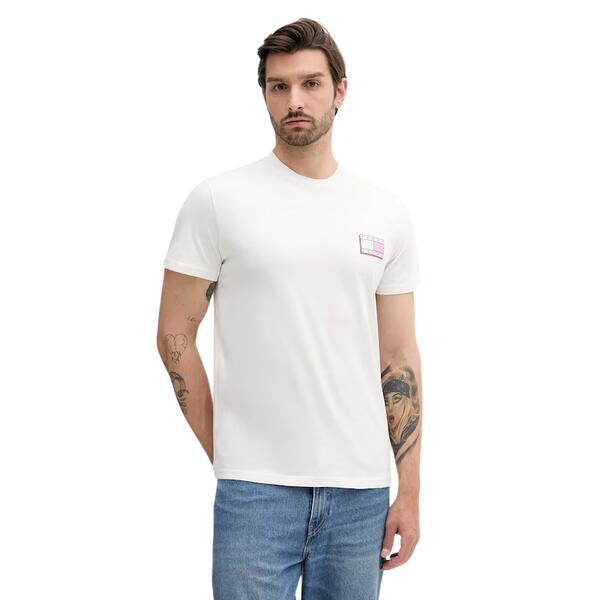 Ανδρικό T-Shirt Tommy Jeans Slim Pop Color Flag Tee Ext Ecru DM0DM21577-YBL