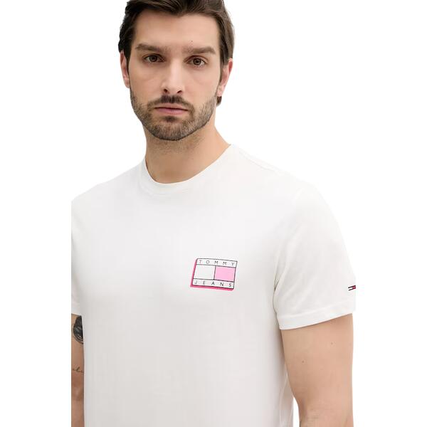 Ανδρικό T-Shirt Tommy Jeans Slim Pop Color Flag Tee Ext Ecru DM0DM21577-YBL