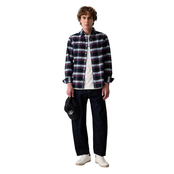 Ανδρικό Πουκάμισο Tommy Hilfiger Tjm Reg Pattern Corduroy Shirt Dark Blue Check DM0DM23615-0M0