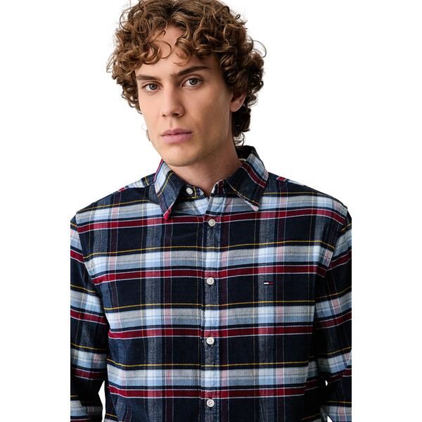 Ανδρικό Πουκάμισο Tommy Hilfiger Tjm Reg Pattern Corduroy Shirt Dark Blue Check DM0DM23615-0M0