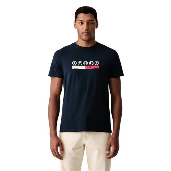 Ανδρικό T-shirt Tommy Jeans Tjm Slim Dna Play Tee Ext Dark Blue DM0DM23715-C1G