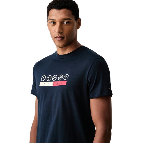 Ανδρικό T-shirt Tommy Jeans Tjm Slim Dna Play Tee Ext Dark Blue DM0DM23715-C1G