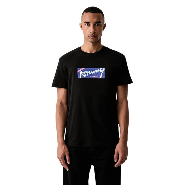 Ανδρικό T-shirt Tommy Jeans Tjm Reg Signature Tee Ext Black DM0DM23547-BDS