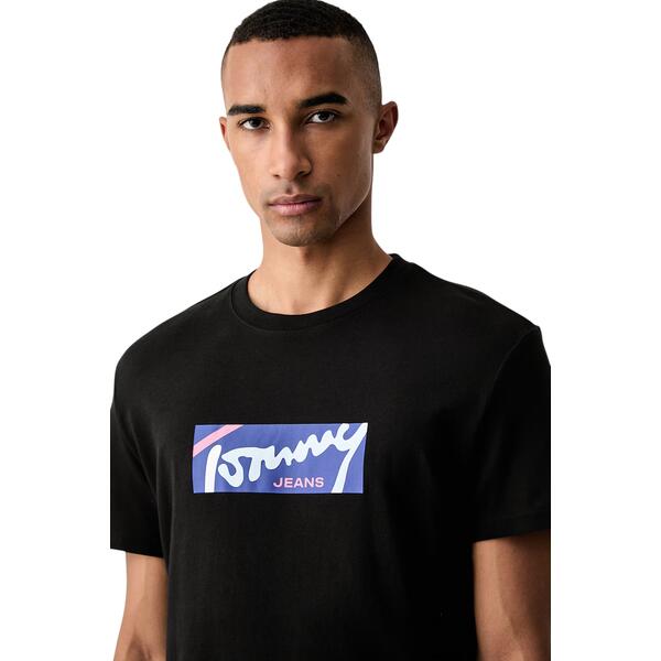 Ανδρικό T-shirt Tommy Jeans Tjm Reg Signature Tee Ext Black DM0DM23547-BDS