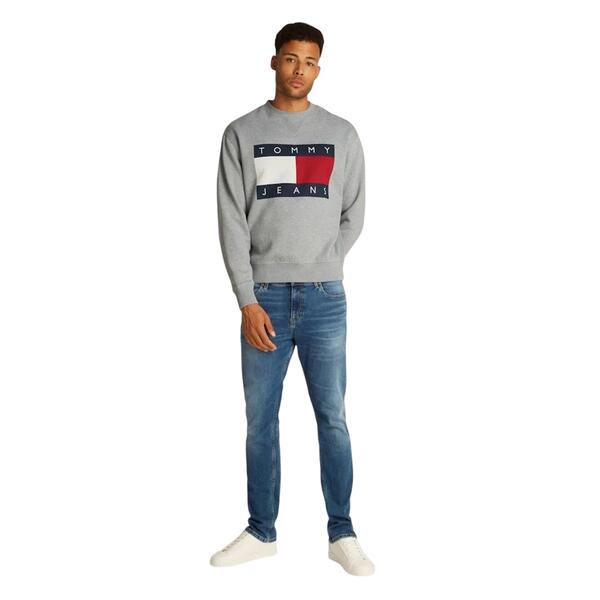 Ανδρικό Φούτερ Tommy Jeans Melange Flag Crew Grey Htr DM0DM21186-P6N