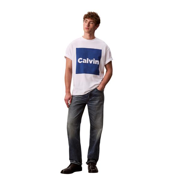 Ανδρικό T-Shirt Calvin Klein Ss 16s Io Calvin Box Graphic Tee Brilliant White LV04RD813G-YAA