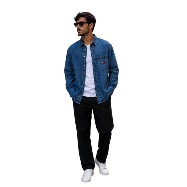 Ανδρικό Μπουφάν Tommy Jeans Aiden Vintage Overshirt Ch7139 Denim Medium DM0DM20195-1A5