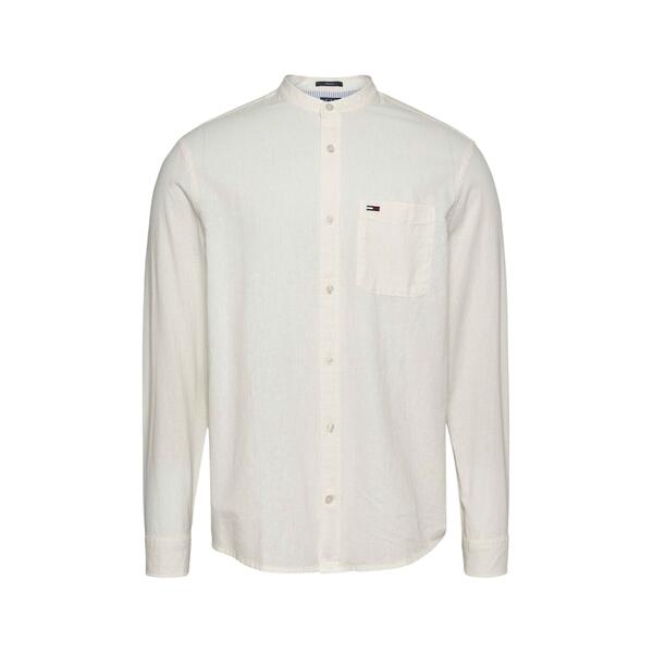 Ανδρικό Πουκάμισο Tommy Jeans Linen Mix Band Collar Ecru DM0DM20876-YBL