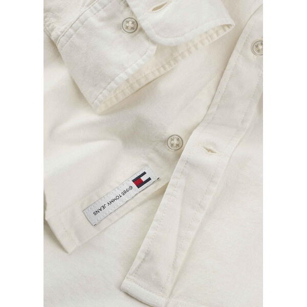 Ανδρικό Πουκάμισο Tommy Jeans Linen Mix Band Collar Ecru DM0DM20876-YBL