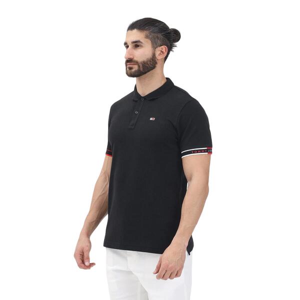 Ανδρικό Polo Tommy Jeans Slim Flag Cuff Polo Ext Black DM0DM21306-BDS