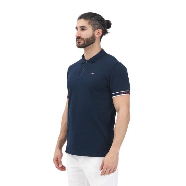 Ανδρικό Polo Tommy Jeans Slim Flag Cuff Polo Ext Dark Night Navy DM0DM21306-C1G