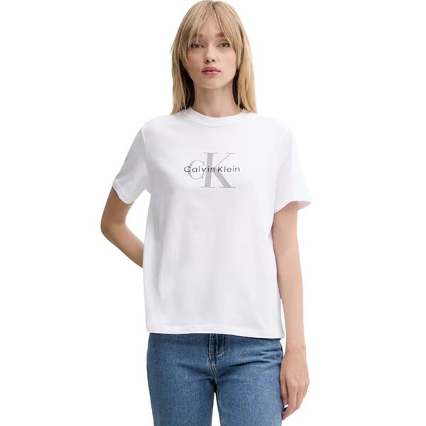 Γυναικείο T-Shirt Calvin Klein Hr Ss ClsscMnlg Cnc Brilliant White LV047B865G-YAA