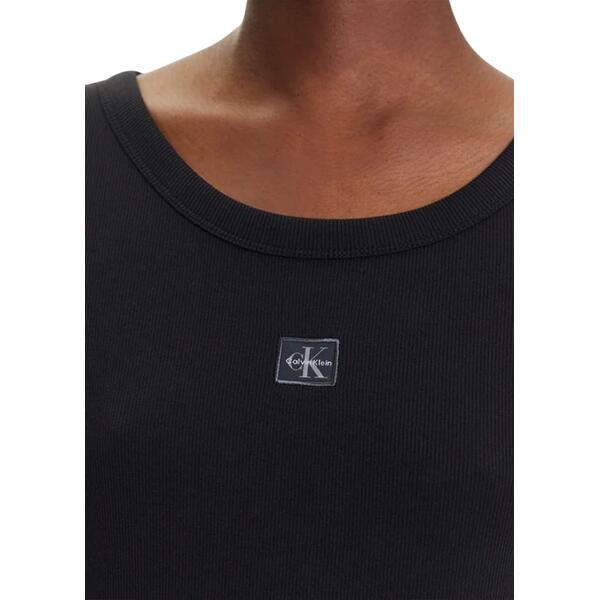Γυναικείο Top Calvin Klein A Woven Label 2X2 Rib Baby Tee Black LV047C200G-UB1