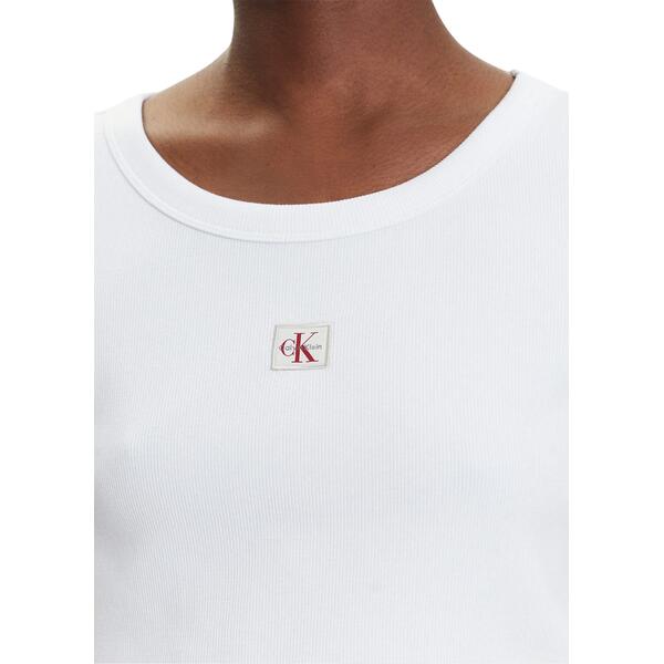 Γυναικείο Top Calvin Klein A Woven Label 2X2 Rib Baby Tee Brilliant White LV047C200G-YAA