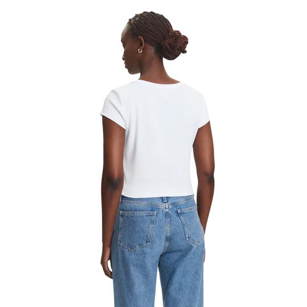 Γυναικείο Top Calvin Klein A Woven Label 2X2 Rib Baby Tee Brilliant White LV047C200G-YAA