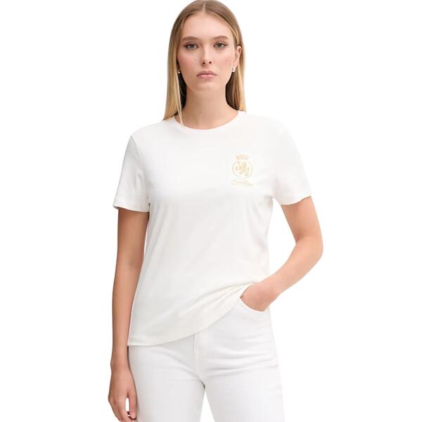 Γυναικεία Μπλούζα Τommy Hilfiger Gold Crest Reg Ss Tee Ecru WW0WW46153-YBL