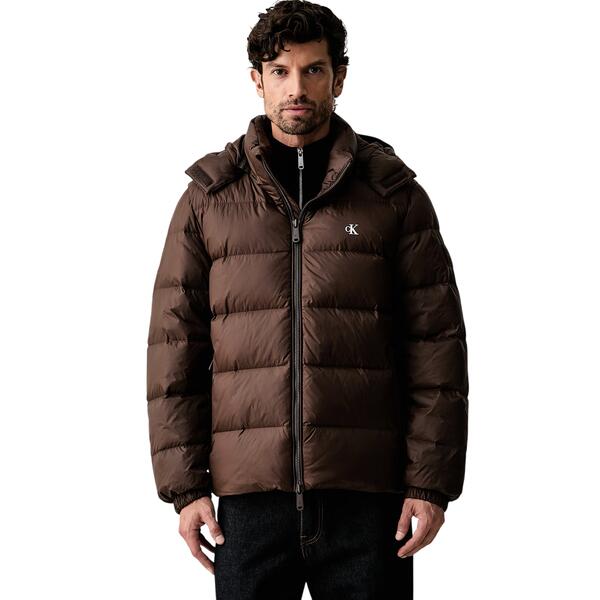 Ανδρικό Μπουφάν Calvin Klein Ls Nylon Zip Off Hood Down Puffe Brown Cork LV04RG515G-WFM