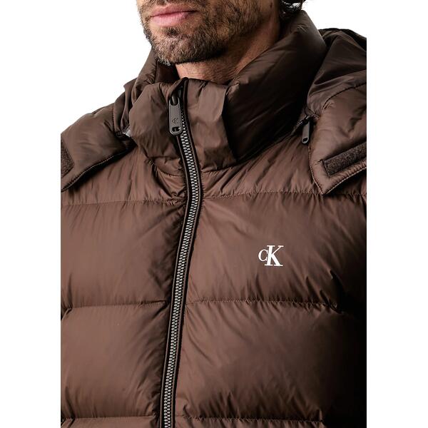 Ανδρικό Μπουφάν Calvin Klein Ls Nylon Zip Off Hood Down Puffe Brown Cork LV04RG515G-WFM