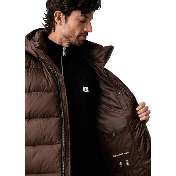 Ανδρικό Μπουφάν Calvin Klein Ls Nylon Zip Off Hood Down Puffe Brown Cork LV04RG515G-WFM