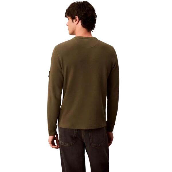 Ανδρική Μπλούζα Calvin Klein Ls Waffle Badge Crewnk Tee Olive Night LV04RJ209G-LI1