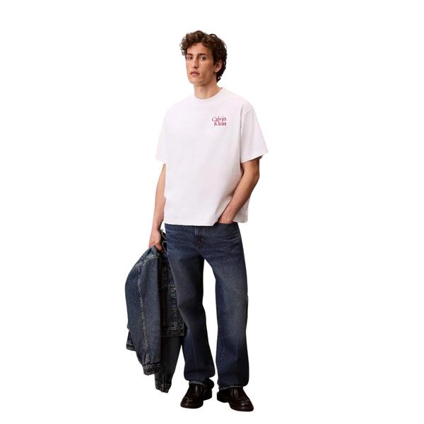 Ανδρικό T-Shirt Calvin Klein Ss 16S Clvn Rsrt Scr Brilliant White LV04RC808G-YAA