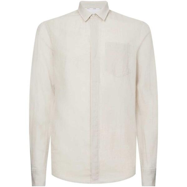 Ανδρικό Πουκάμισο Calvin Klein Cotton Linen Chest Pocket Stony Beige K10K108664-ACE