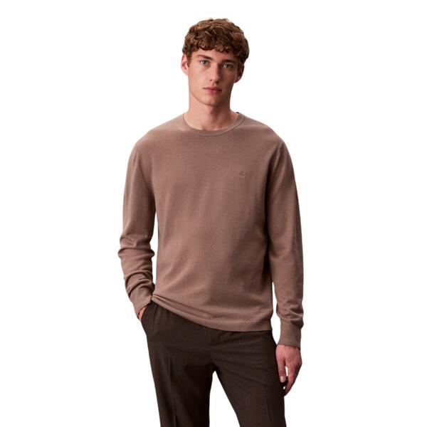 Ανδρικό Πουλόβερ Calvin Klein Ls 100% Merino Crew 14gg Taupe Tone LV04LB305G-GPF