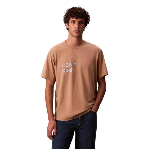 Ανδρικό T-Shirt Calvin Klein Ss 20s Io Circ Grap Stonehenge LV04RD810G-NIX