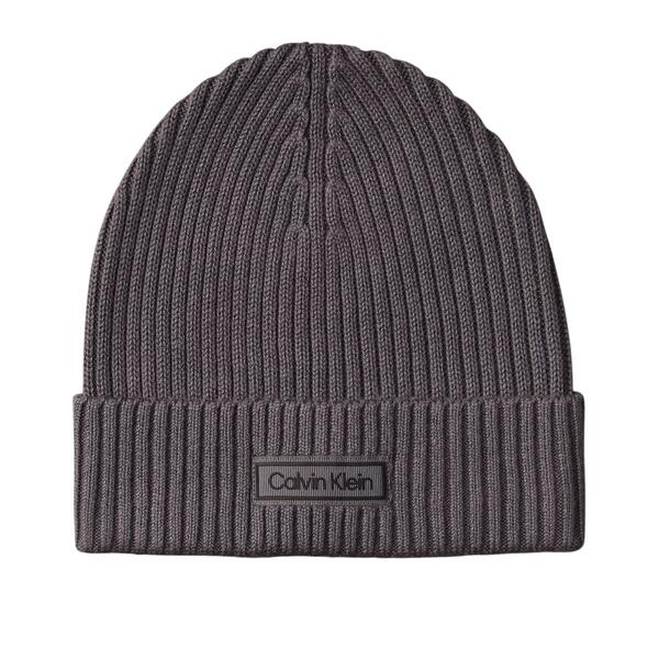Ανδρικός Σκούφος Calvin Klein Patch Chunky Rib Cotton Beanie Iron Gate LV04D8053G-PCX