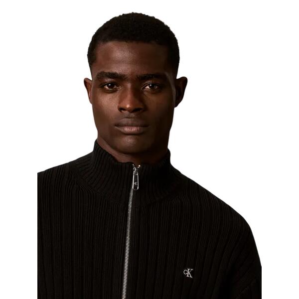 Ανδρικό Πουλόβερ Calvin Klein Ls Vertical Texture Cttn Fz Swtr Black LV04RH319G-UB1