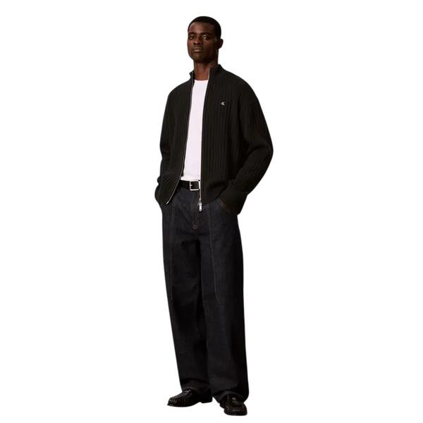 Ανδρικό Πουλόβερ Calvin Klein Ls Vertical Texture Cttn Fz Swtr Black LV04RH319G-UB1