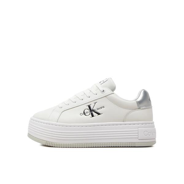 Γυναικεία Sneakers Calvin Klein Bold Platf Low Lace Lth Ml Mtl Bright White Silver YW0YW01516-0K9