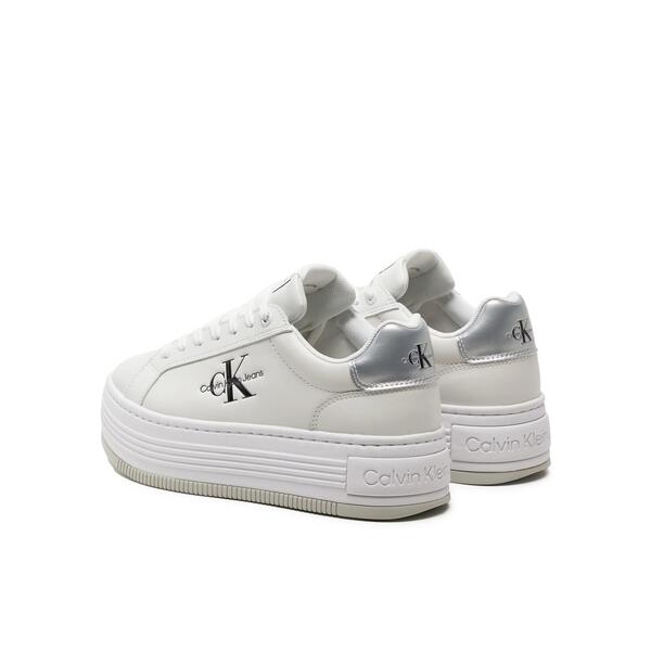 Γυναικεία Sneakers Calvin Klein Bold Platf Low Lace Lth Ml Mtl Bright White Silver YW0YW01516-0K9