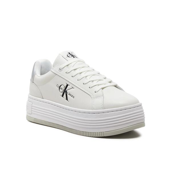 Γυναικεία Sneakers Calvin Klein Bold Platf Low Lace Lth Ml Mtl Bright White Silver YW0YW01516-0K9
