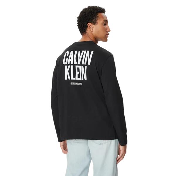 Ανδρική Μπλούζα Calvin Klein Ls 30s Eu Block Front Tee Black LV04RH859G-UB1