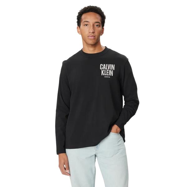 Ανδρική Μπλούζα Calvin Klein Ls 30s Eu Block Front Tee Black LV04RH859G-UB1