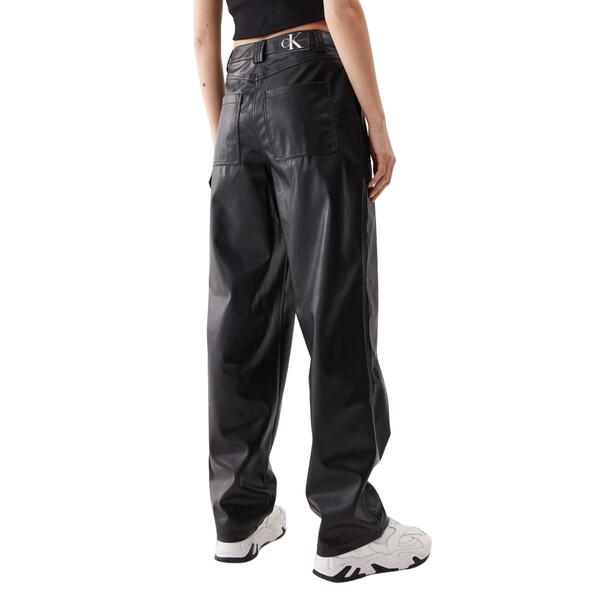 Γυναικείο Παντελόνι Calvin Klein Faux Leather High Rise Straight Ck Black J20J221385-BEH