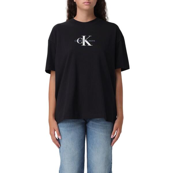 Γυναικείο T-shirt Calvin Klein Textured Monologo Boyfriend Black J20J224242-BEH