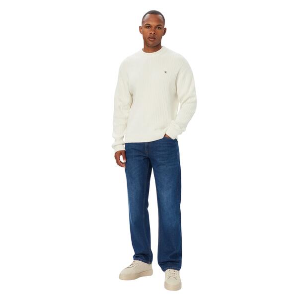 Ανδρικό Πουλοβερ Calvin Klein Vertical Rib Cttn Crewnk Swtr Tofu LV04RH328G-YAS