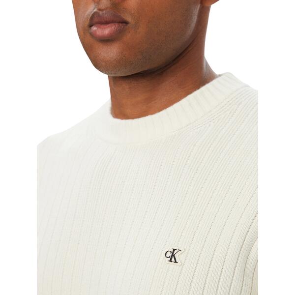 Ανδρικό Πουλοβερ Calvin Klein Vertical Rib Cttn Crewnk Swtr Tofu LV04RH328G-YAS