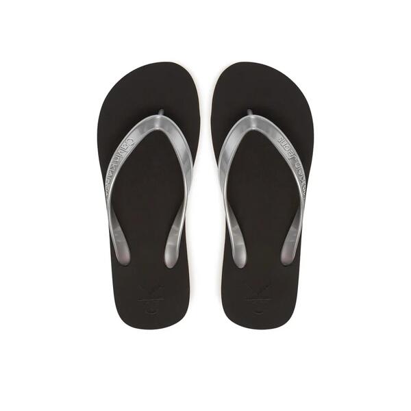 Γυναικείες Παντόφλες Calvin Klein Beach Sandal Monologo Tpu Black Silver YW0YW01719-00T
