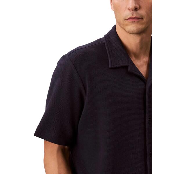 Ανδρικό Πουκάμισο Calvin Klein Hd Cotton Waffle Camp Shirt Black LV04RC247G-UB1