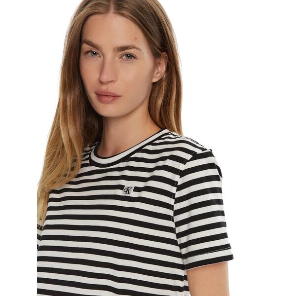 Γυναικείο T-Shirt Calvin Klein Ck Embro Badge Regural Tee Ck Black / Bright White Stripe J20J223226-0GO