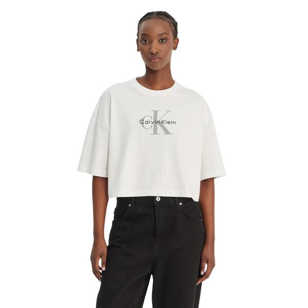 Γυναικείο T-Shirt Calvin Klein Ss Boxy Crop Monologo Tee Bright White LV047F828G-YAF