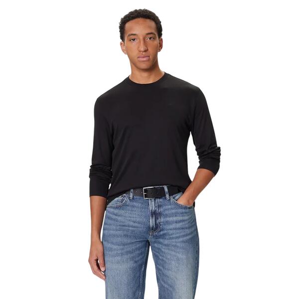 Ανδρικό Τ-Shirt Calvin Klein Ls Supima Interlock Solid Crewneck Black LV04LD227G-UB1